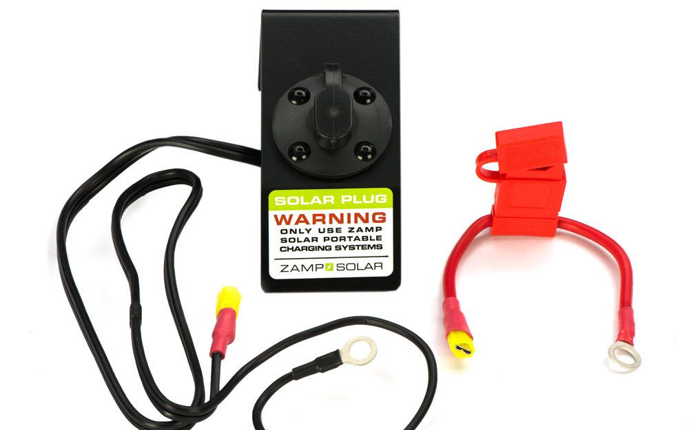 Zamp Solar Sidewall Port with a bracket and fuse.